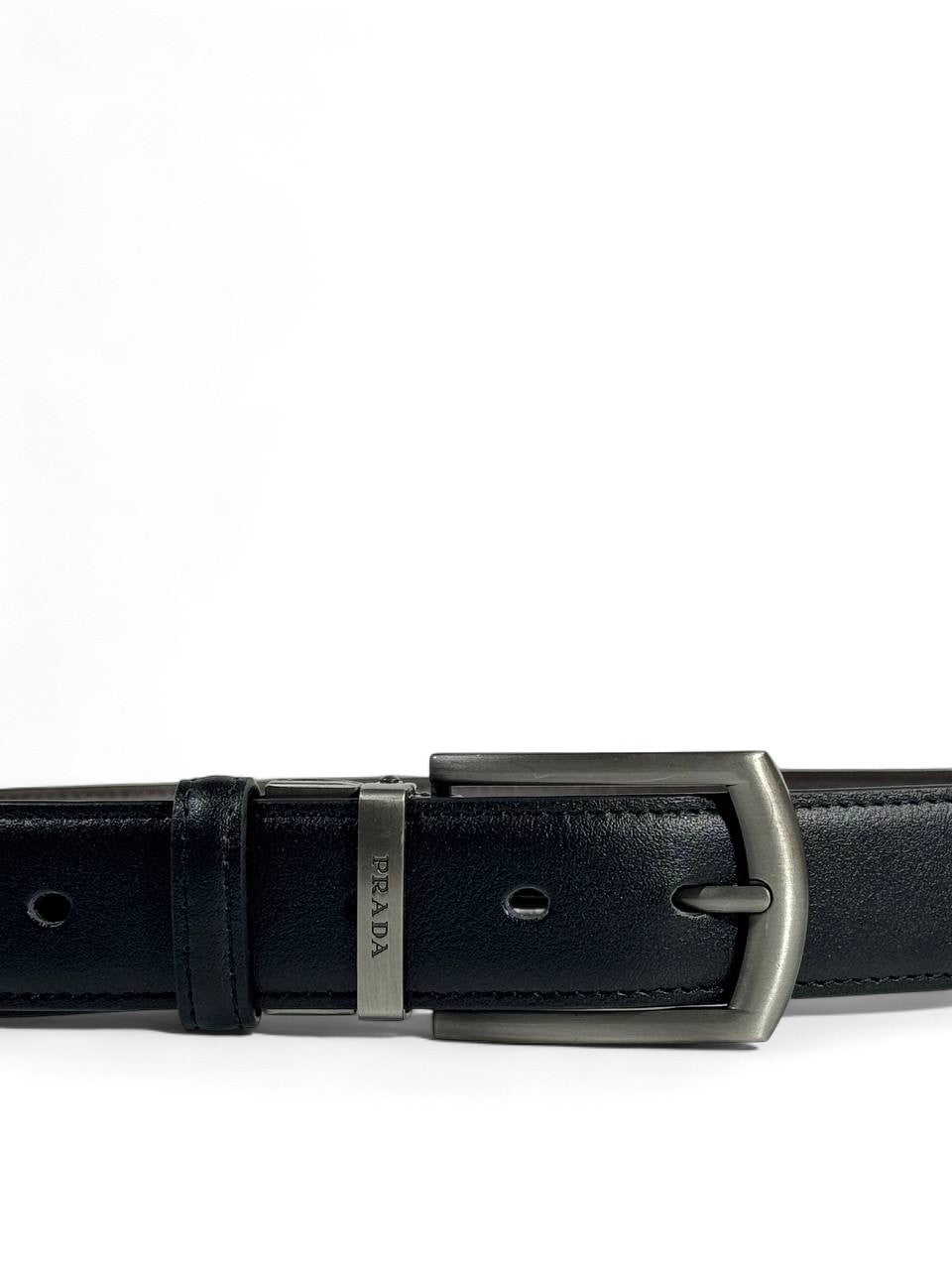 Prada Black Leather Belt 🖤 | Classic Pin Buckle | 120 cm Double Face