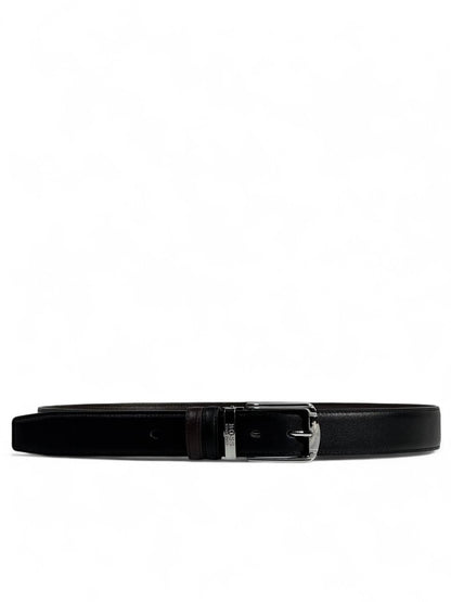 Hugo Boss Black Leather Belt 🖤 | Elegant Silver Buckle | 120 cm Double Face