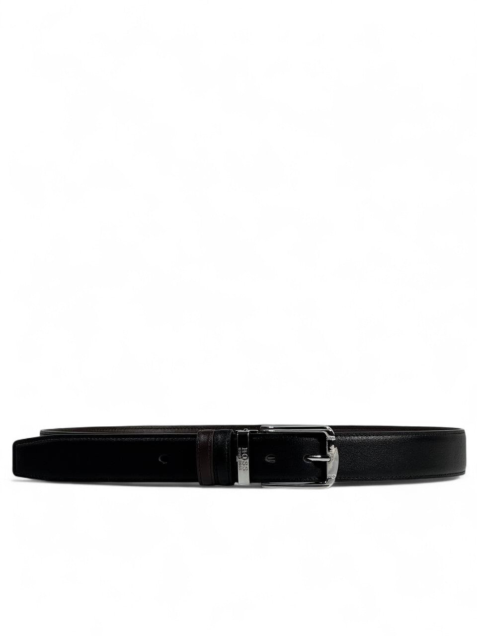 Hugo Boss Black Leather Belt 🖤 | Elegant Silver Buckle | 120 cm Double Face