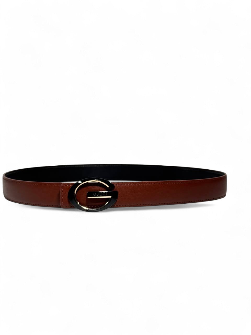 Gucci Brown Leather Belt 🟤 | Oval Buckle Signature | 125 cm