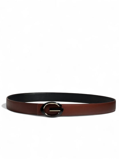 Gucci Brown Leather Belt 🟤 | Oval Buckle Signature | 125 cm