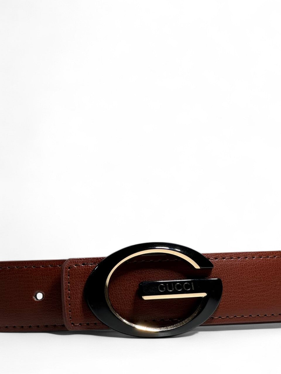 Gucci Brown Leather Belt 🟤 | Oval Buckle Signature | 125 cm