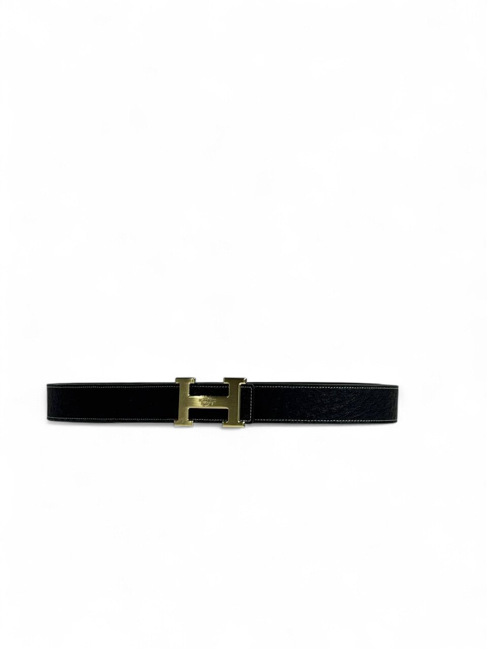 Hermès Black Leather Belt 🖤 | Gold “H” Signature Buckle | 120 cm