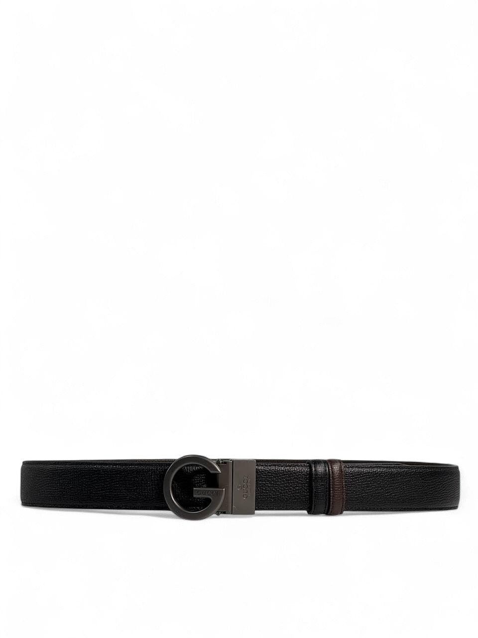 Gucci Black Leather Belt 🖤 | Gunmetal “G” Buckle | 115 cm Double-Face