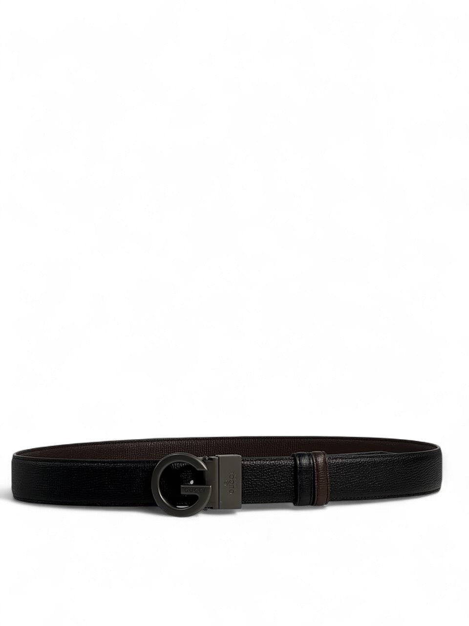 Gucci Black Leather Belt 🖤 | Gunmetal “G” Buckle | 115 cm Double-Face