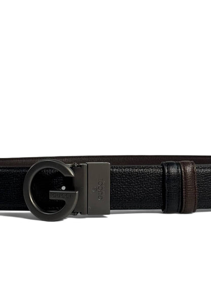 Gucci Black Leather Belt 🖤 | Gunmetal “G” Buckle | 115 cm Double-Face