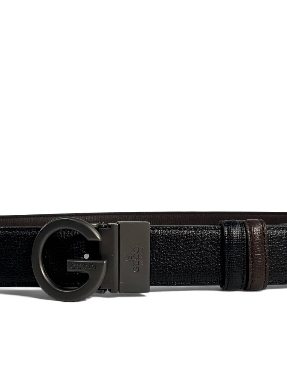 Gucci Black Leather Belt 🖤 | Gunmetal “G” Buckle | 115 cm Double-Face