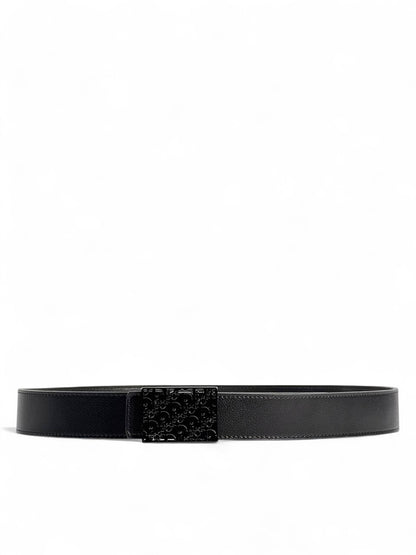 ✨ Dior Black Leather Belt | Embossed Square Buckle 🖤 | 120 cm