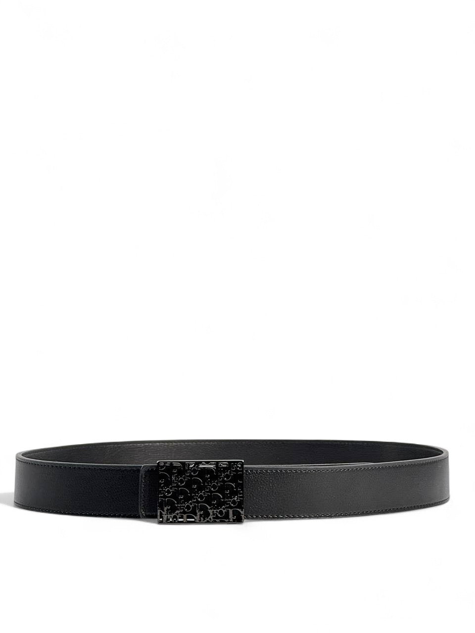 ✨ Dior Black Leather Belt | Embossed Square Buckle 🖤 | 120 cm