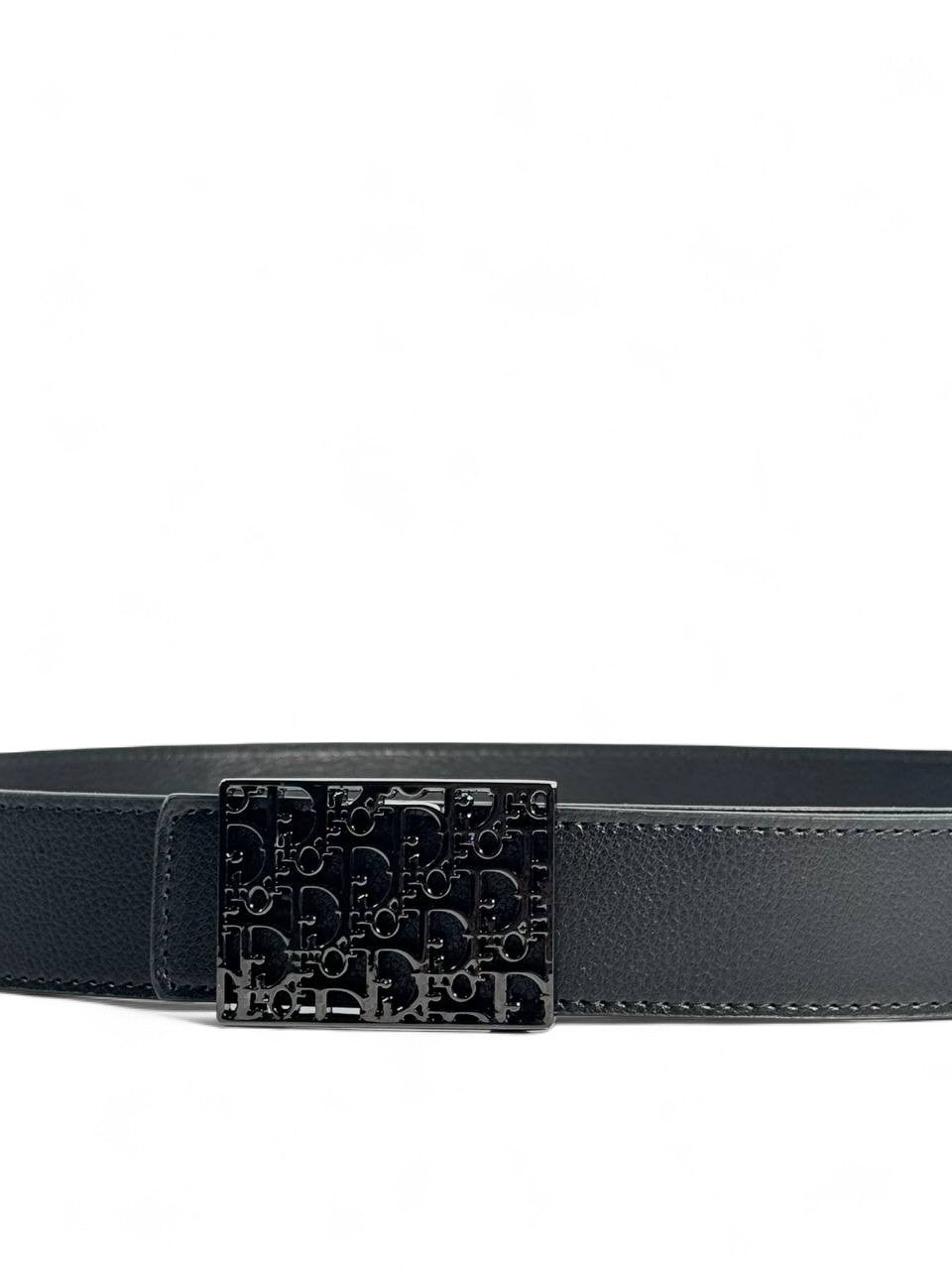 ✨ Dior Black Leather Belt | Embossed Square Buckle 🖤 | 120 cm