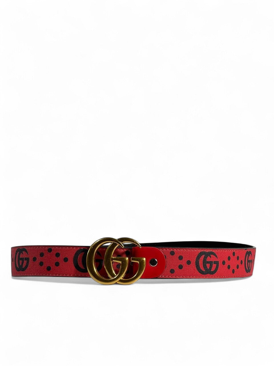 🔥 Gucci Red GG Logo Belt | Signature Monogram & Gold Buckle | 115 cm