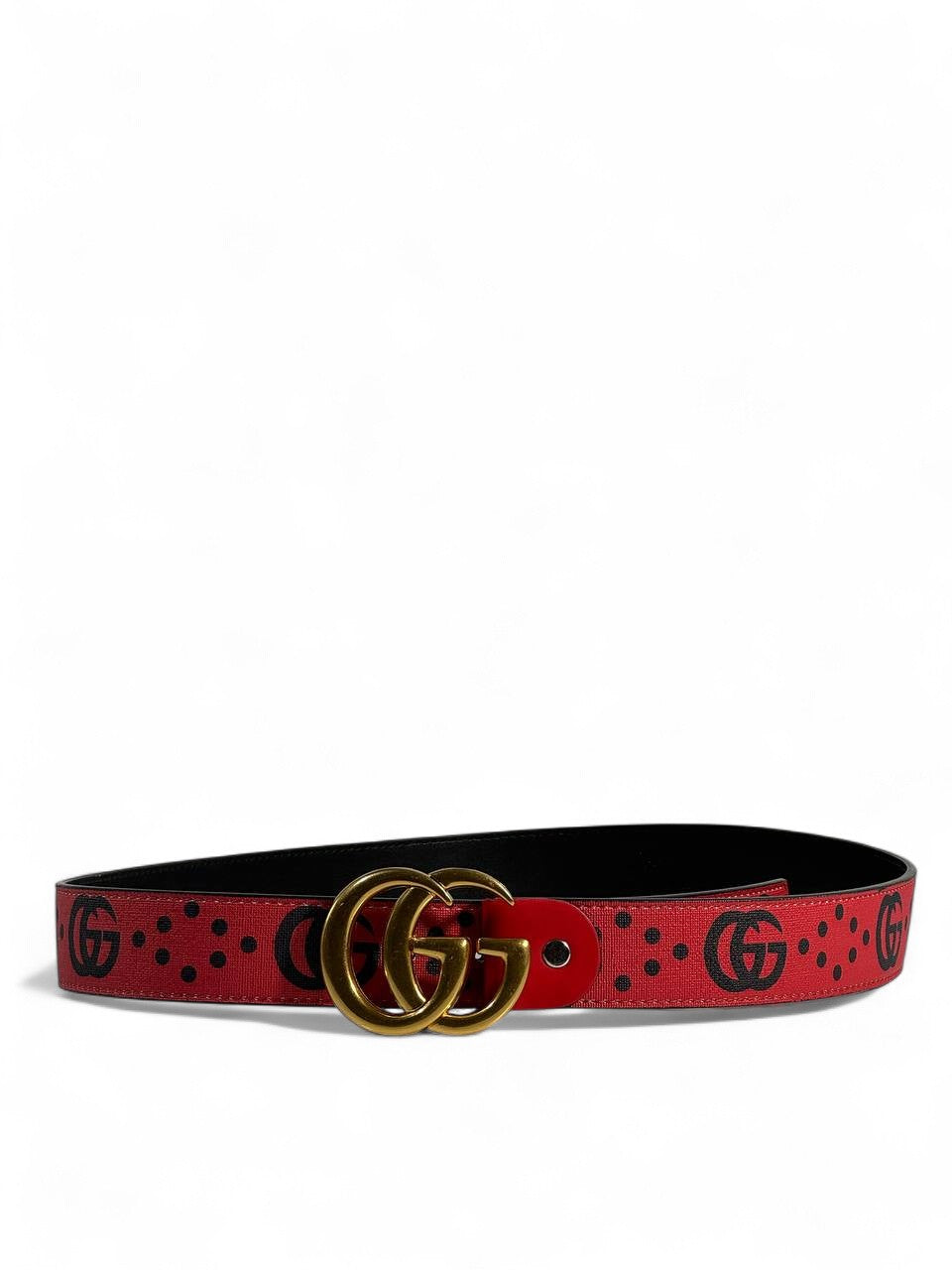 🔥 Gucci Red GG Logo Belt | Signature Monogram & Gold Buckle | 115 cm