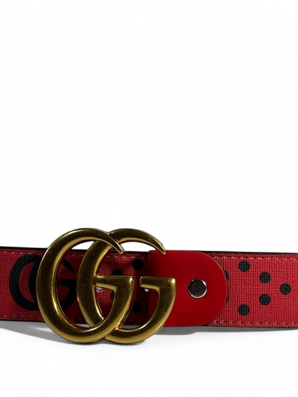 🔥 Gucci Red GG Logo Belt | Signature Monogram & Gold Buckle | 115 cm
