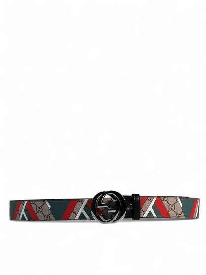 ✨ Gucci Multicolor Pattern Belt 🟥🟩⚪ | Black GG Buckle | 120 cm