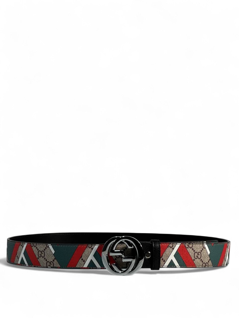 ✨ Gucci Multicolor Pattern Belt 🟥🟩⚪ | Black GG Buckle | 120 cm