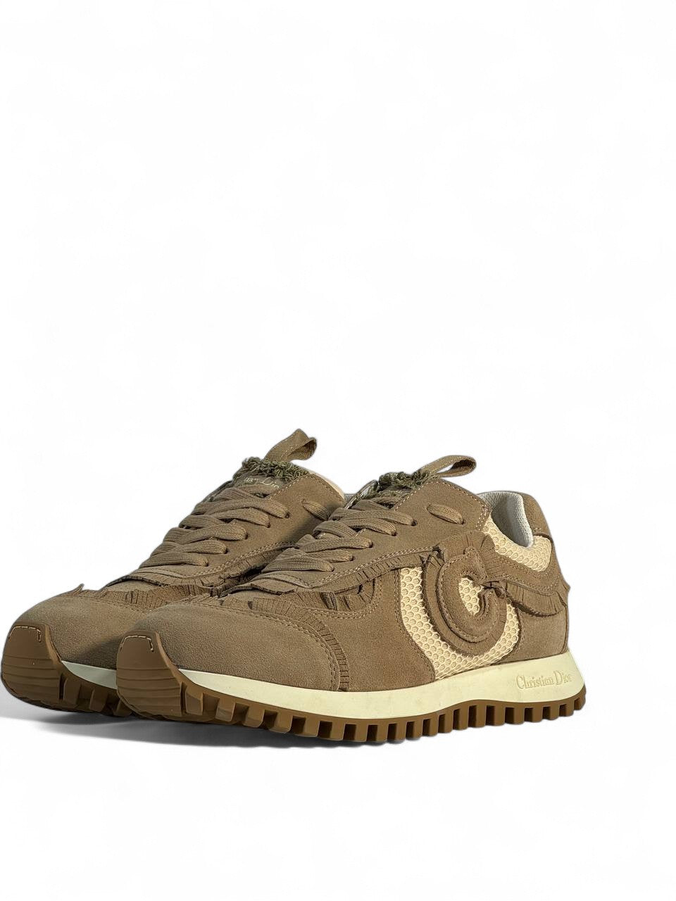 ✨ Christian Dior Beige Mesh & Suede Sneakers | Luxury Casual Unisex Shoes 👟