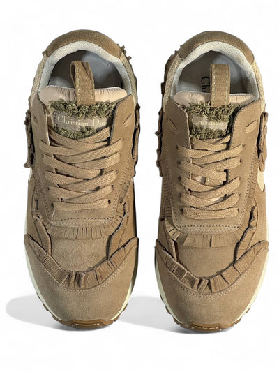 Christian Dior Beige Mesh & Suede Sneakers – Luxury Casual Unisex Shoes