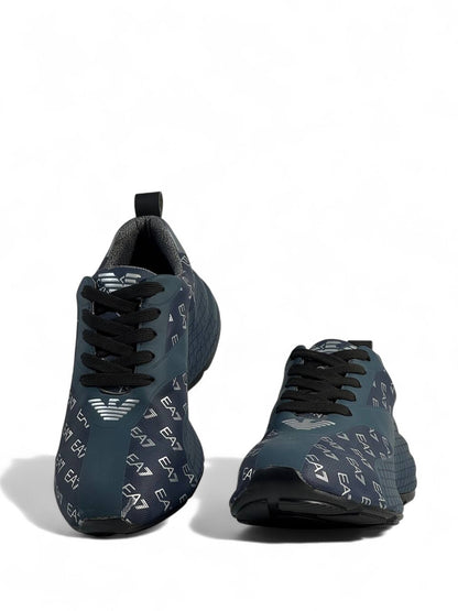 💙 Emporio Armani EA7 Navy Pattern Sneakers | Sporty Luxury Trainers 👟✨