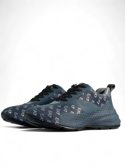 💙 Emporio Armani EA7 Navy Pattern Sneakers | Sporty Luxury Trainers 👟✨