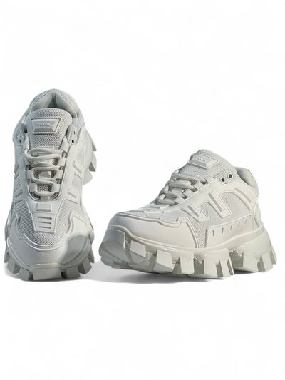 Prada Cloudbust Thunder Sneakers – Triple White, Bold Luxury Streetwear