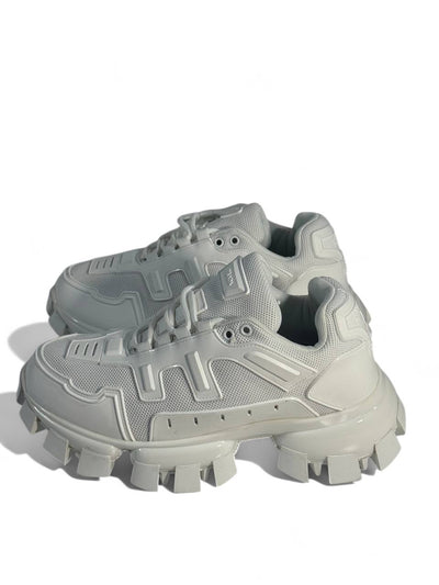 Prada Cloudbust Thunder Sneakers – Triple White, Bold Luxury Streetwear