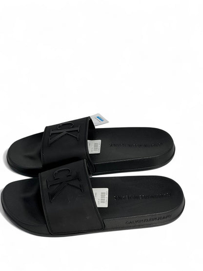 Calvin Klein Jeans Men’s Slides – Triple Black 🖤 | Premium Minimalist Style 🧼👟