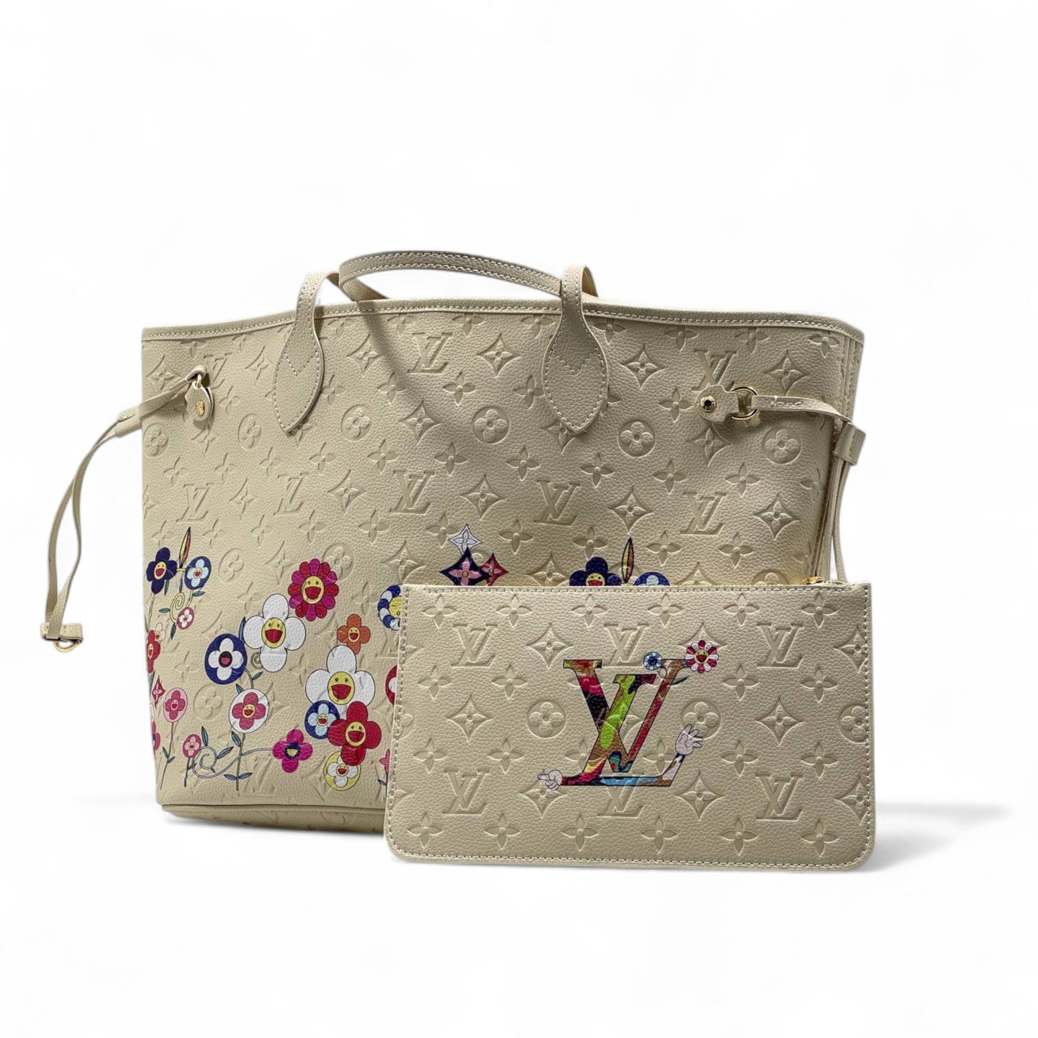 Louis Vuitton Cream Floral Neverfull Tote 🌸✨ + Matching Pouch | Limited Art Edition 🖼️