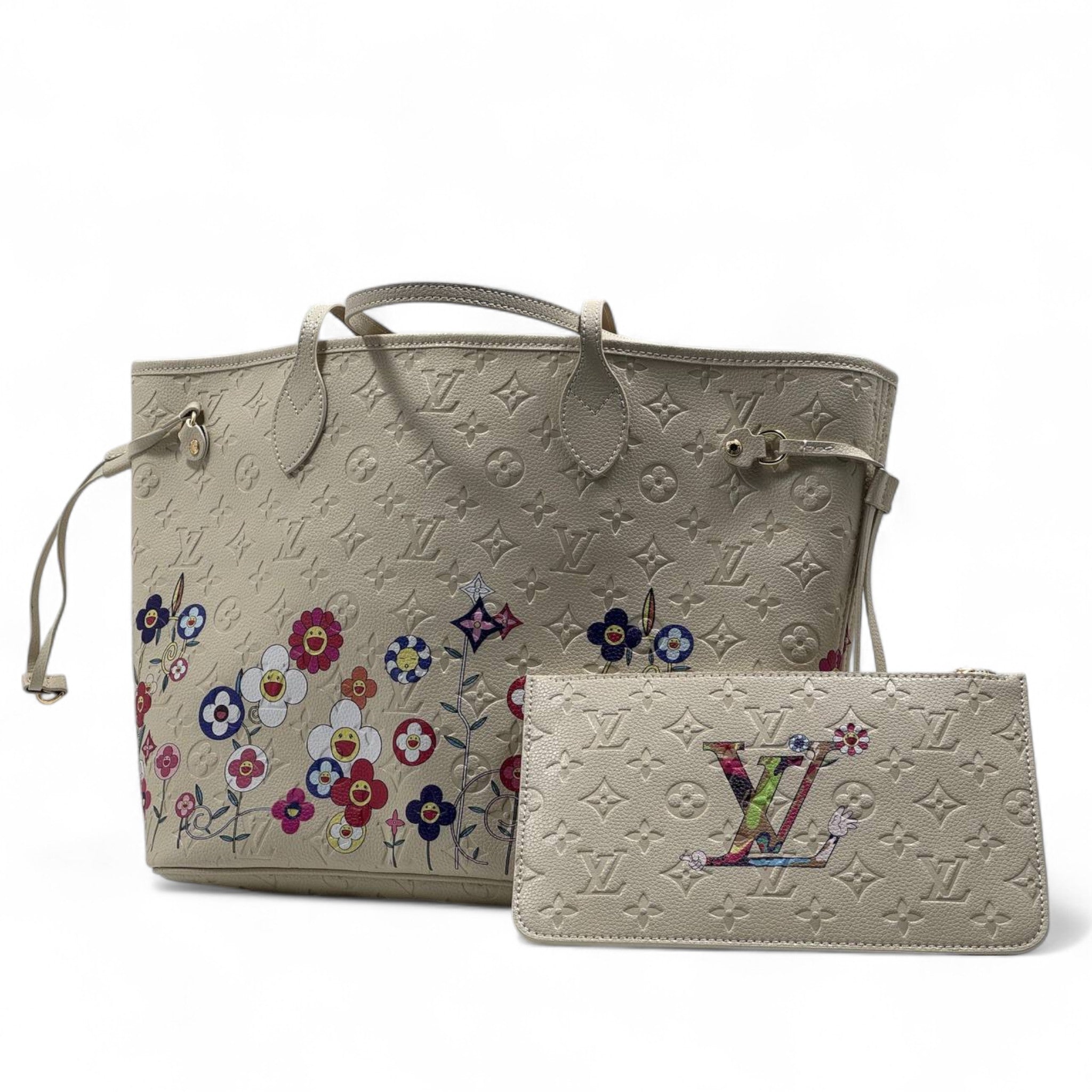 Louis Vuitton Cream Floral Neverfull Tote 🌸✨ + Matching Pouch | Limited Art Edition 🖼️