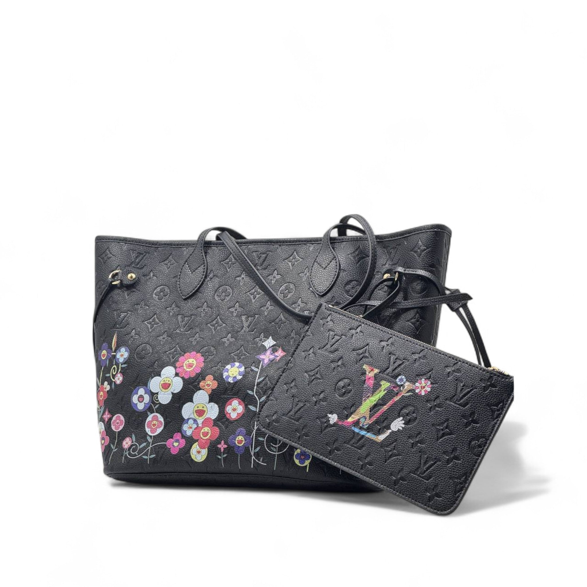 Louis Vuitton Black Floral Neverfull Tote 🖤🌸 + Matching Clutch | Limited Art Edition 🎨