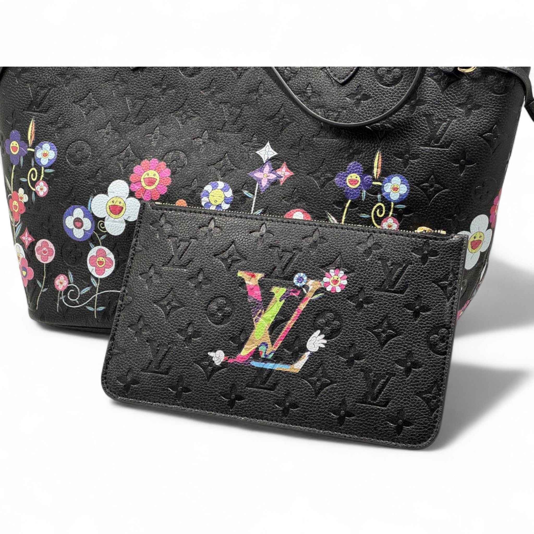 Louis Vuitton Black Floral Neverfull Tote 🖤🌸 + Matching Clutch | Limited Art Edition 🎨