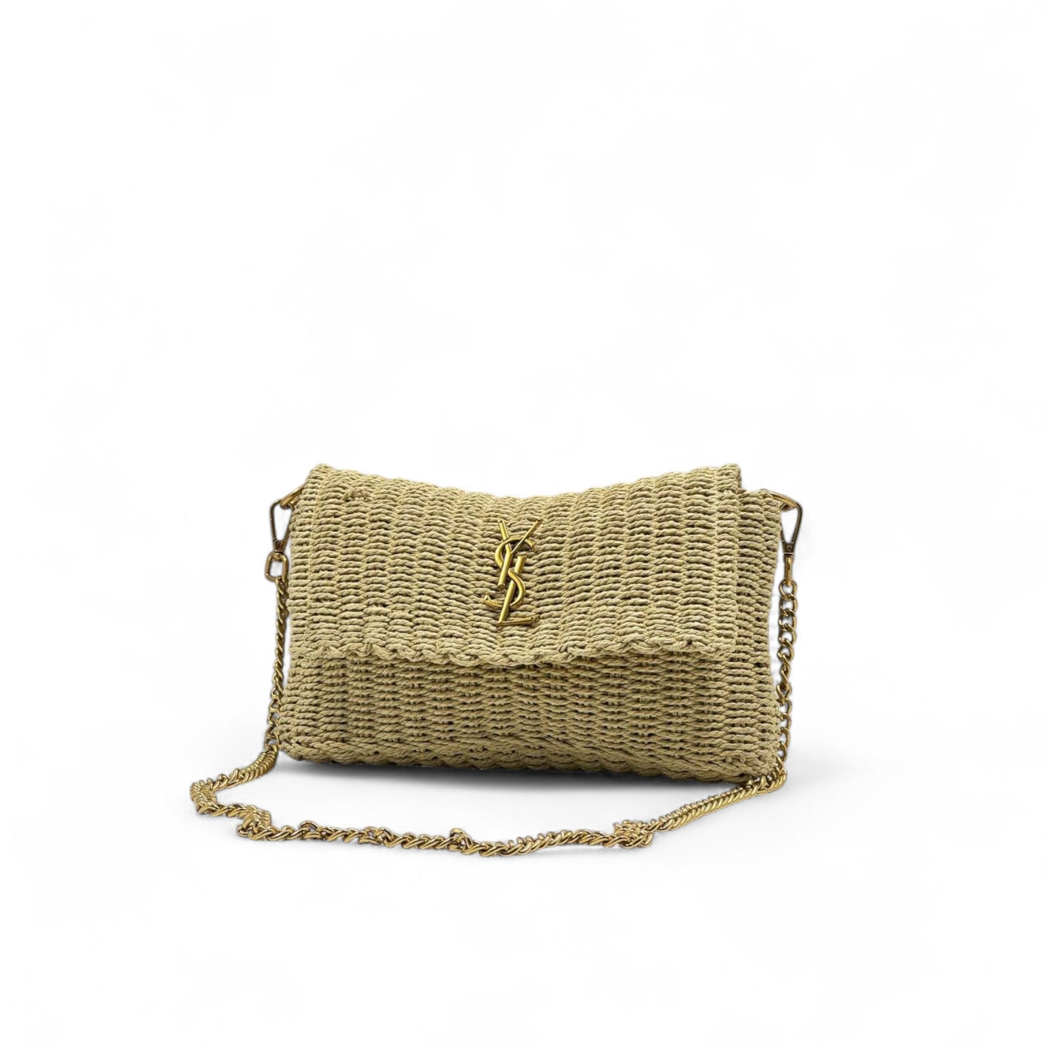 Saint Laurent Raffia Chain Crossbody Bag 💛🌾 | YSL Mini Flap Summer Purse ✨
