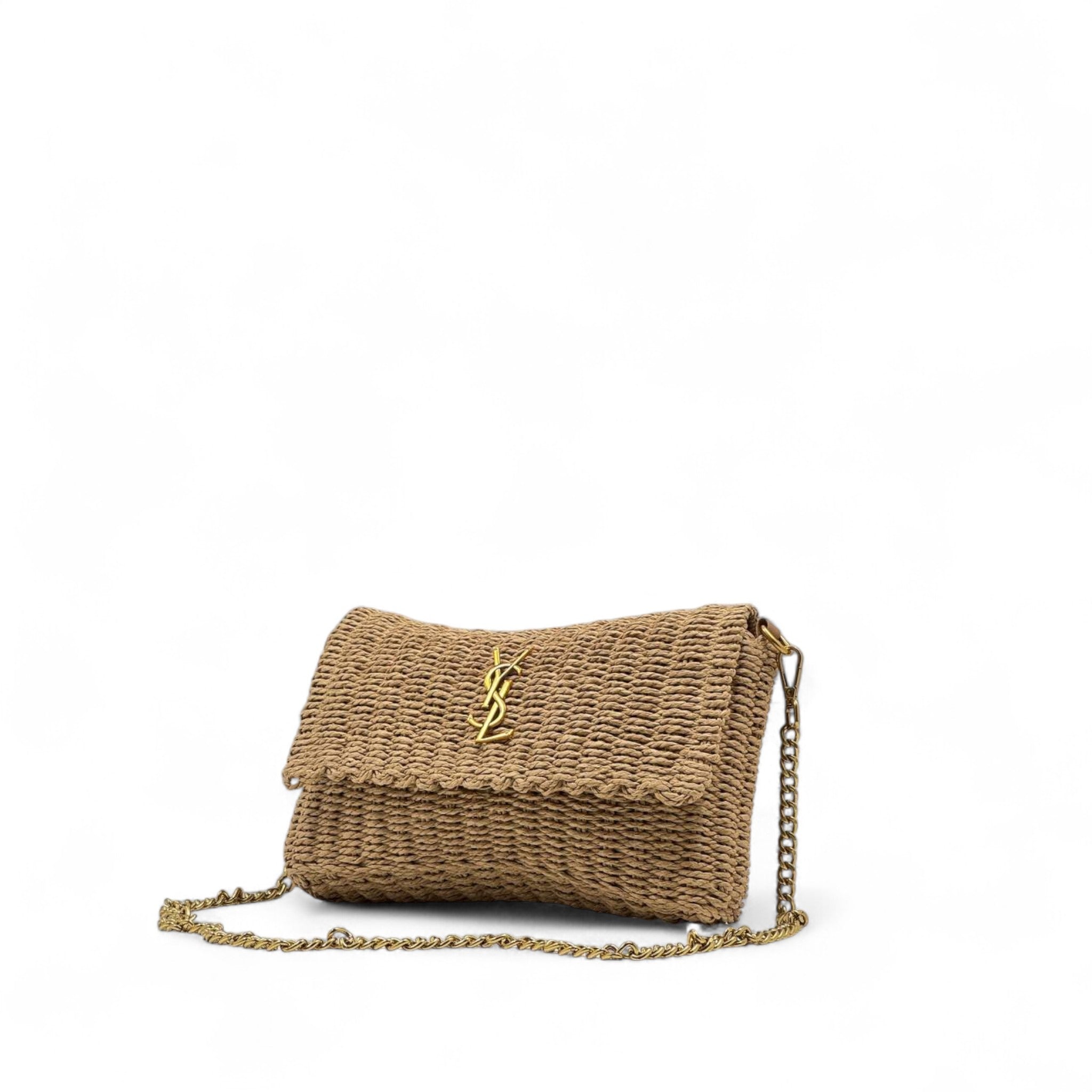 Saint Laurent Dark Raffia Chain Crossbody 👜🌿 | YSL Mini Summer Flap Bag ✨