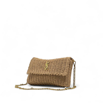 Saint Laurent Dark Raffia Chain Crossbody 👜🌿 | YSL Mini Summer Flap Bag ✨