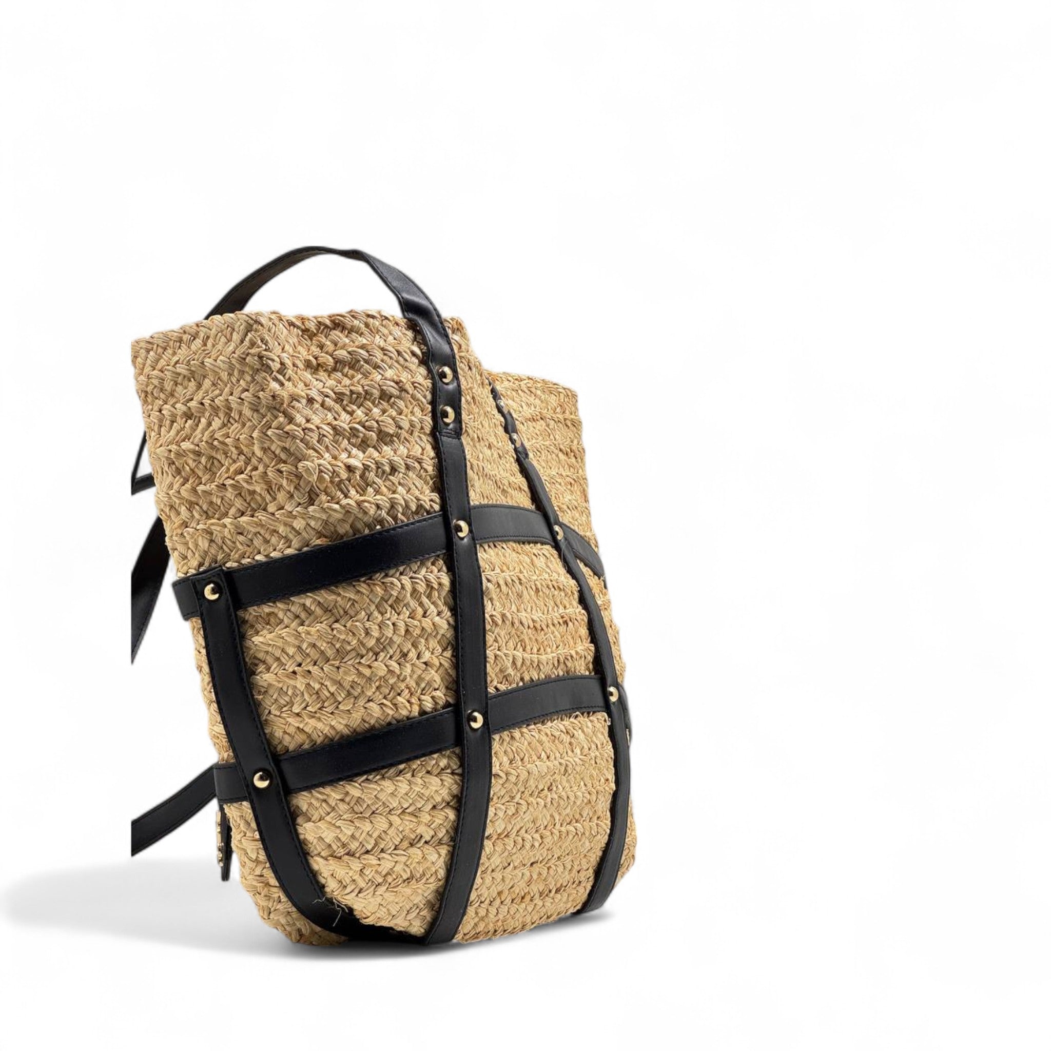 Saint Laurent Panier Raffia Tote with Black Leather Straps 🌾🖤 | YSL Summer Statement Bag ✨