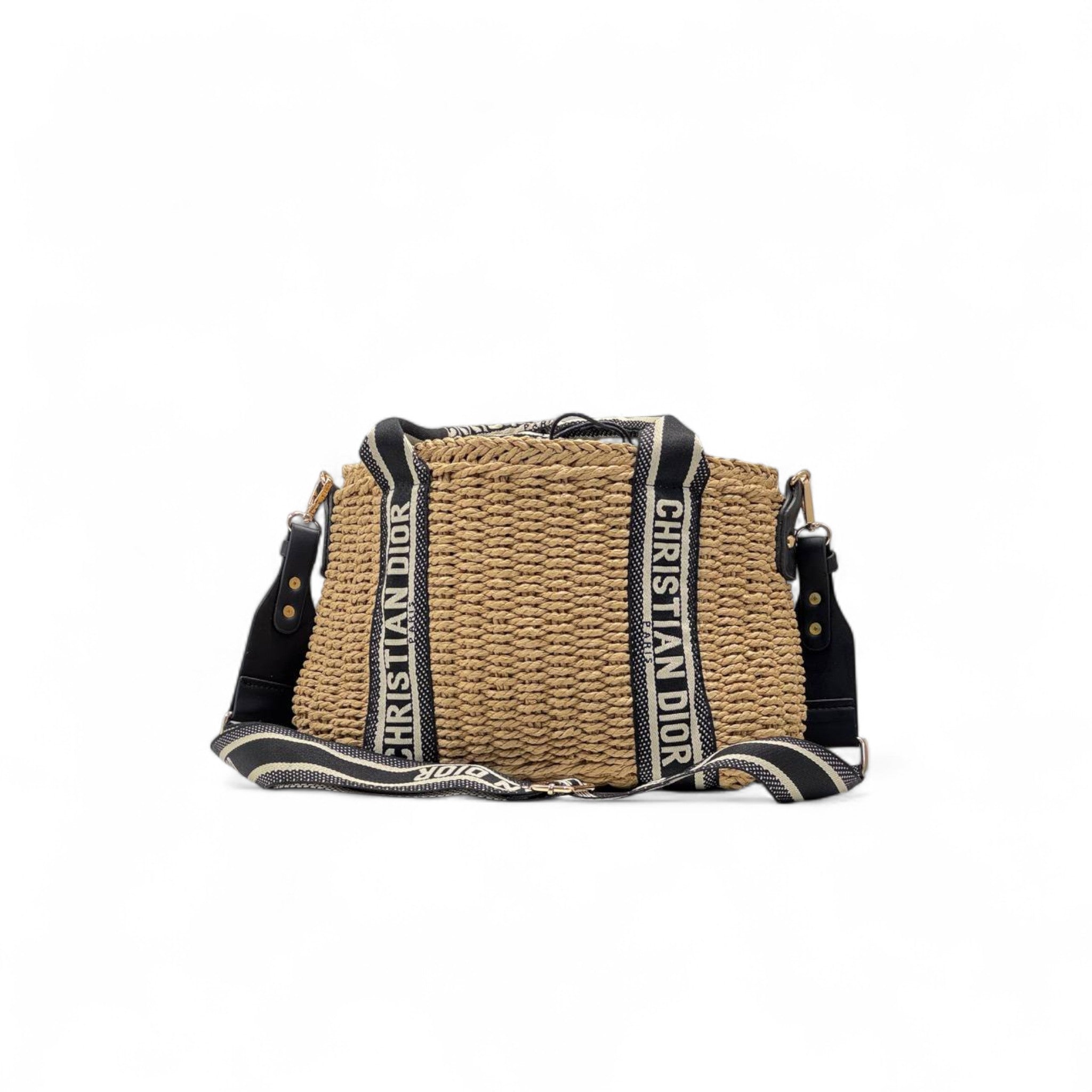 Christian Dior Raffia Crossbody Bag 🌿🖤 | Woven Straw with Bold Logo Strap