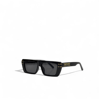 Christian Dior Black Rectangular Sunglasses 🕶️✨ | Gold Metal Logo & Stud Detail