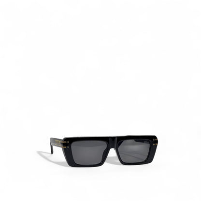 Christian Dior Black Rectangular Sunglasses 🕶️✨ | Gold Metal Logo & Stud Detail