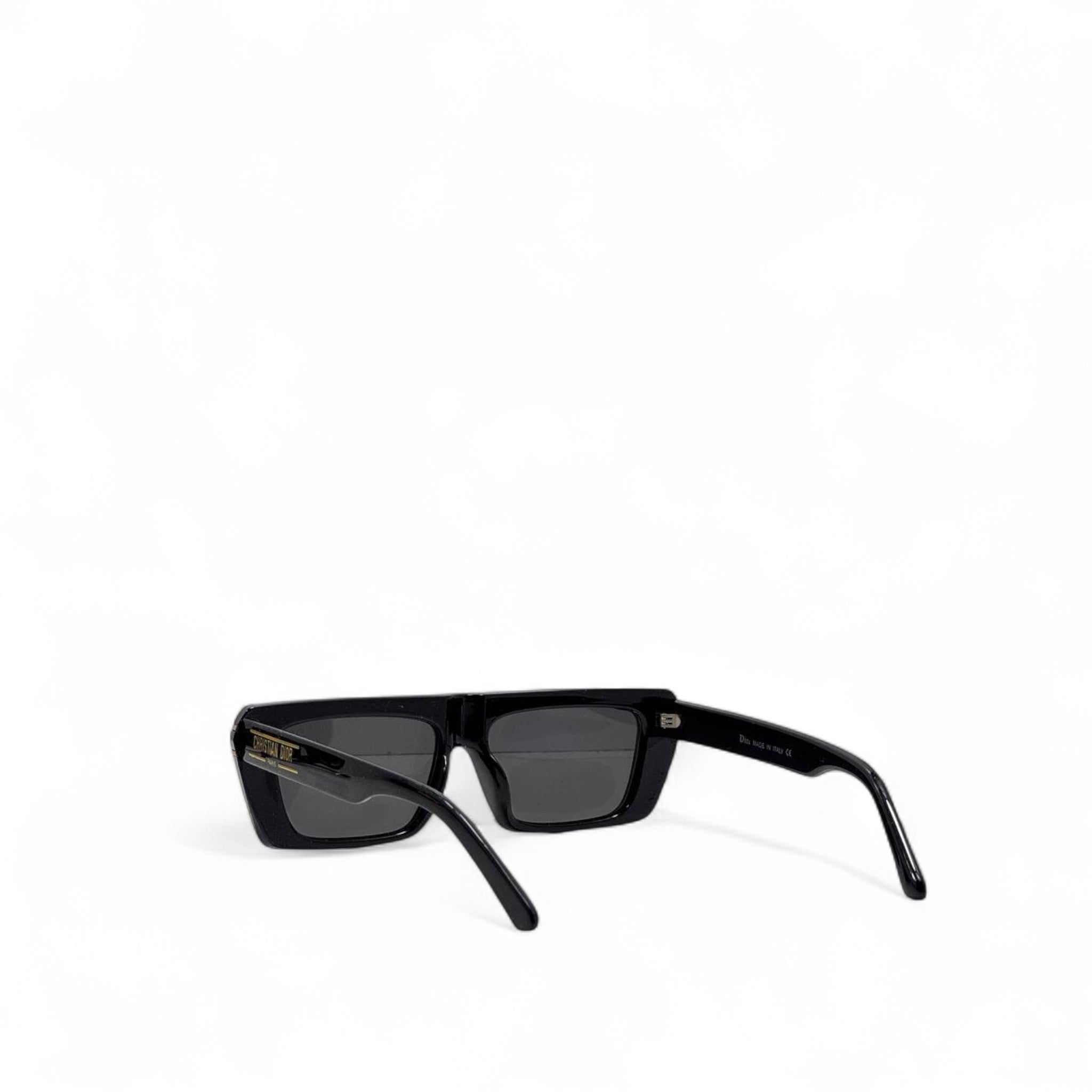 Christian Dior Black Rectangular Sunglasses 🕶️✨ | Gold Metal Logo & Stud Detail