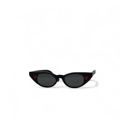 Saint Laurent Heart Cat-Eye Sunglasses 🖤❤️ | Playful Red Detail & Chic Black Frame