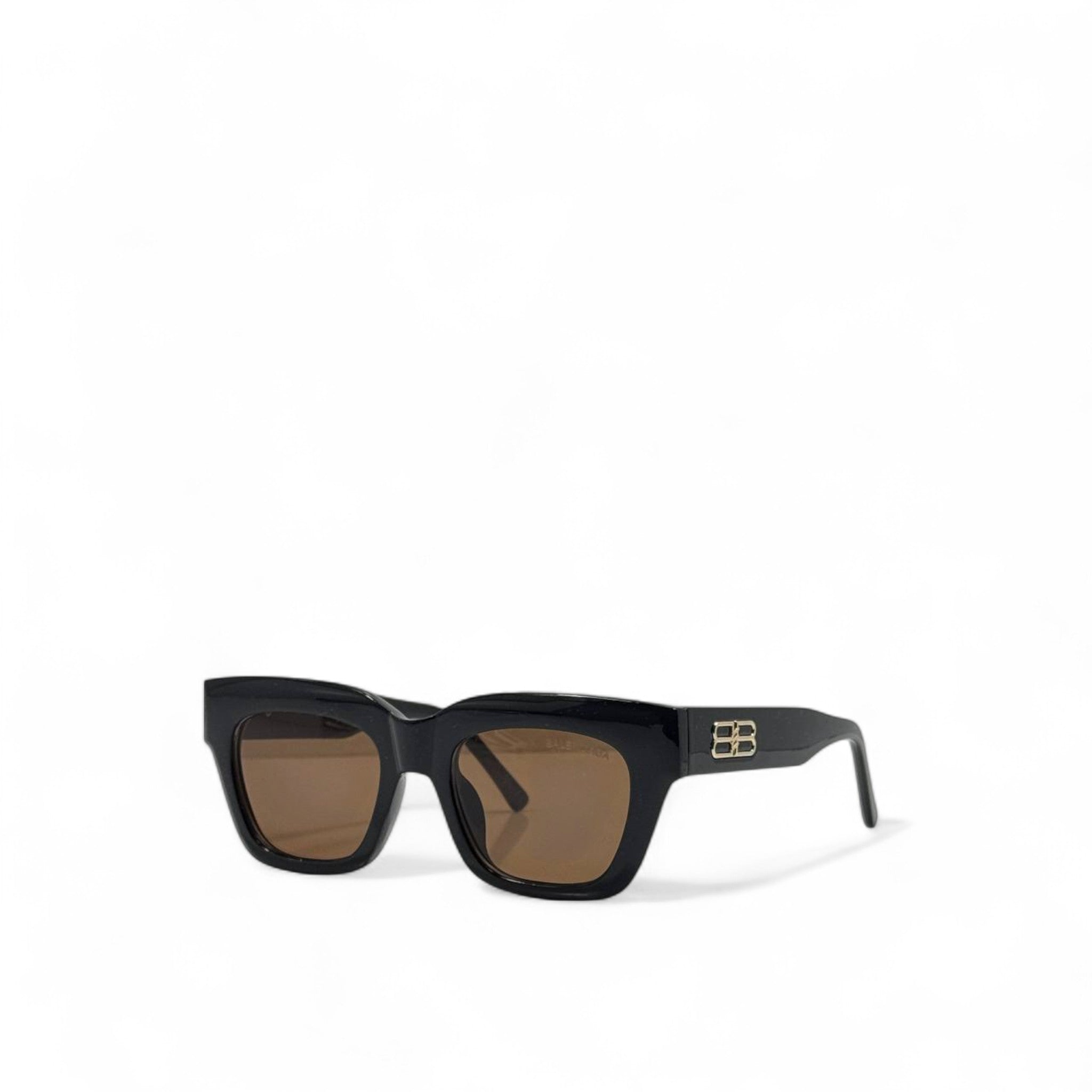 Balenciaga BB Black Square Sunglasses 🖤 | Brown Lenses & Gold Logo Accent