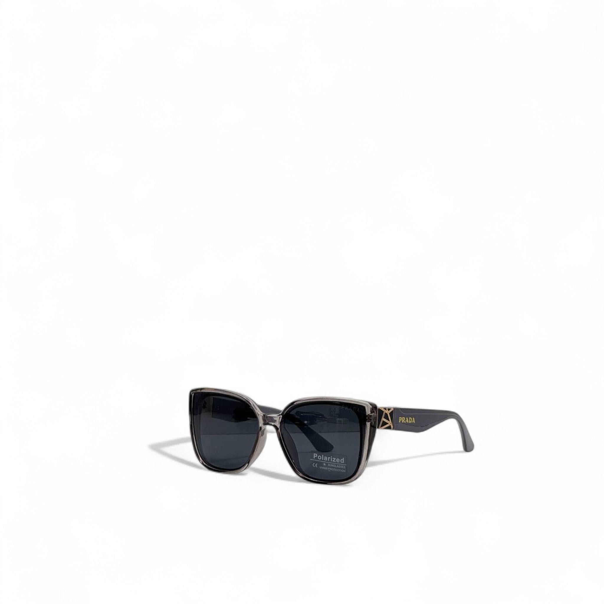 Prada Polarized Square Sunglasses 🖤 | Elegant Black Frame & Gold Accent