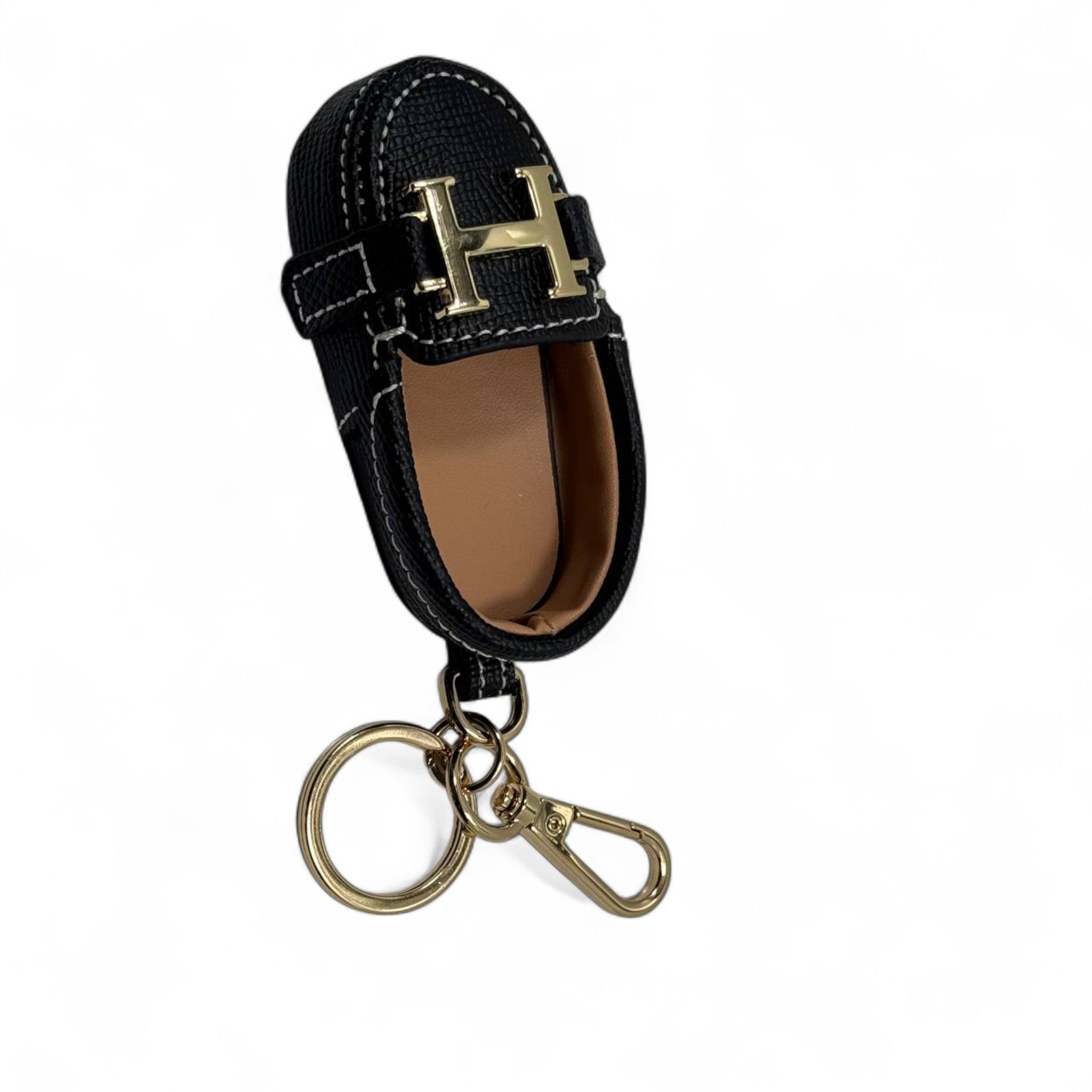 Hermès H Mini Shoe Keychain with Box 👞🧡 – Black Leather Luxury Charm
