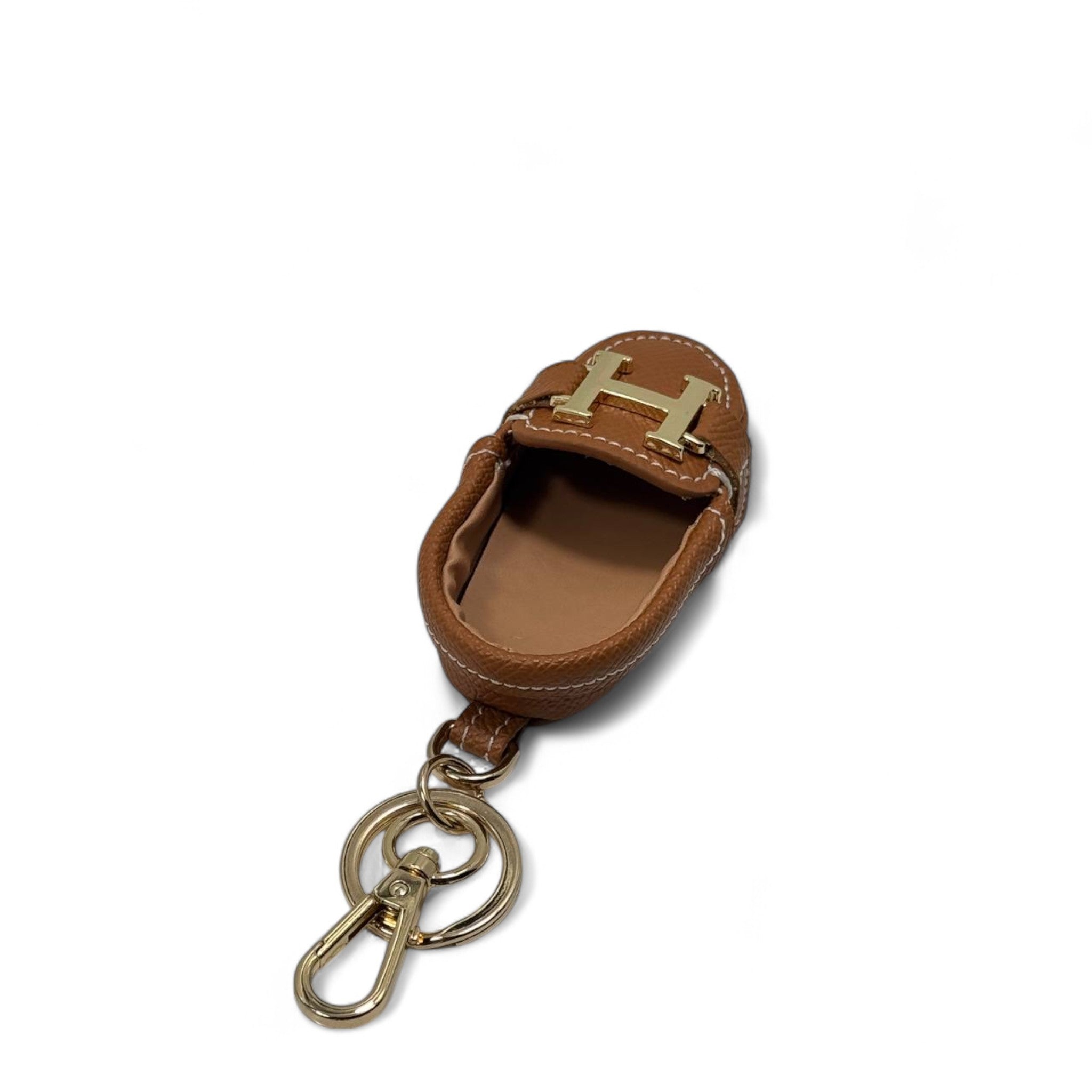 Hermès H Mini Shoe Keychain – Brown Leather Charm with Box 👞✨