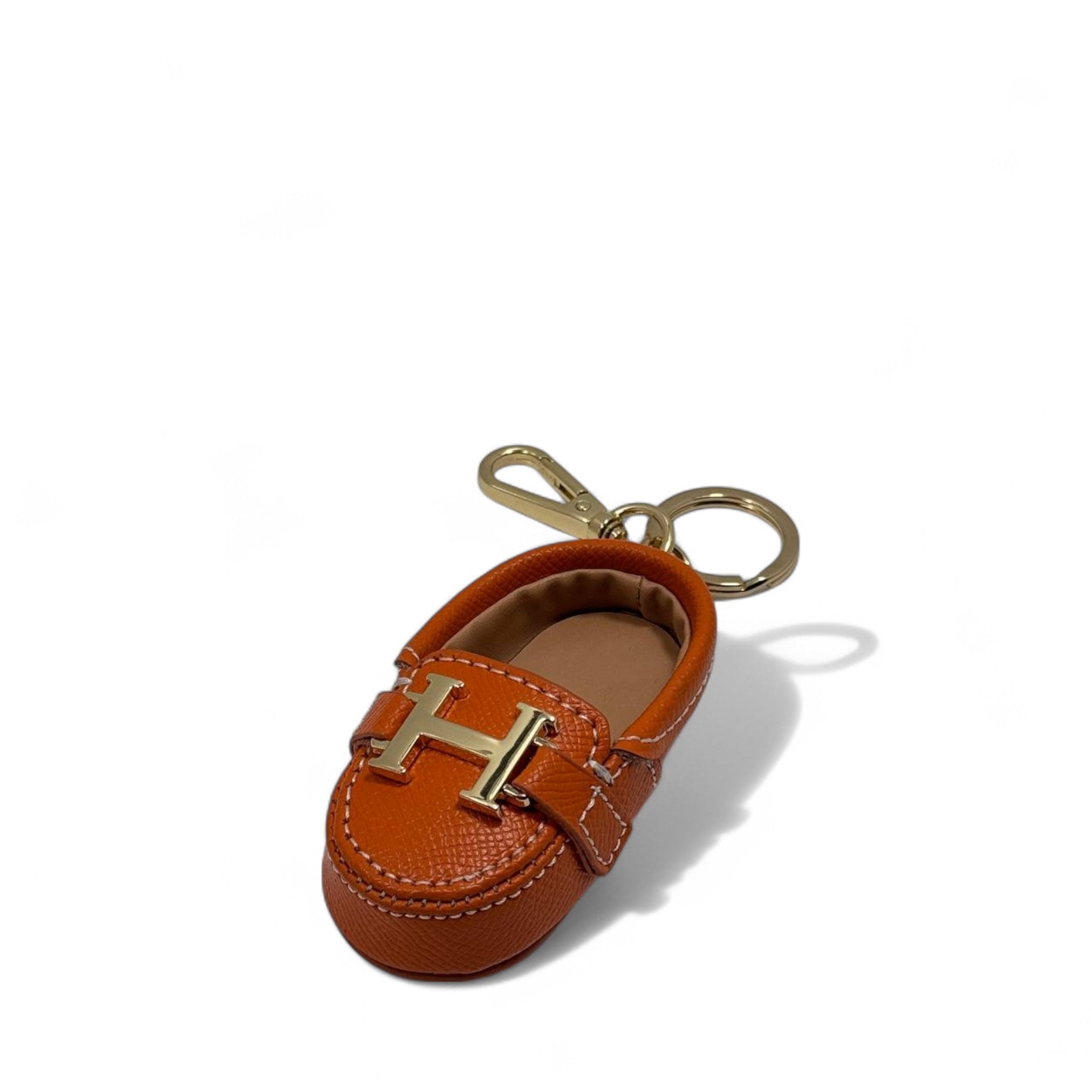 Hermès H Mini Shoe Keychain – Orange Leather Edition with Box 🍊👞
