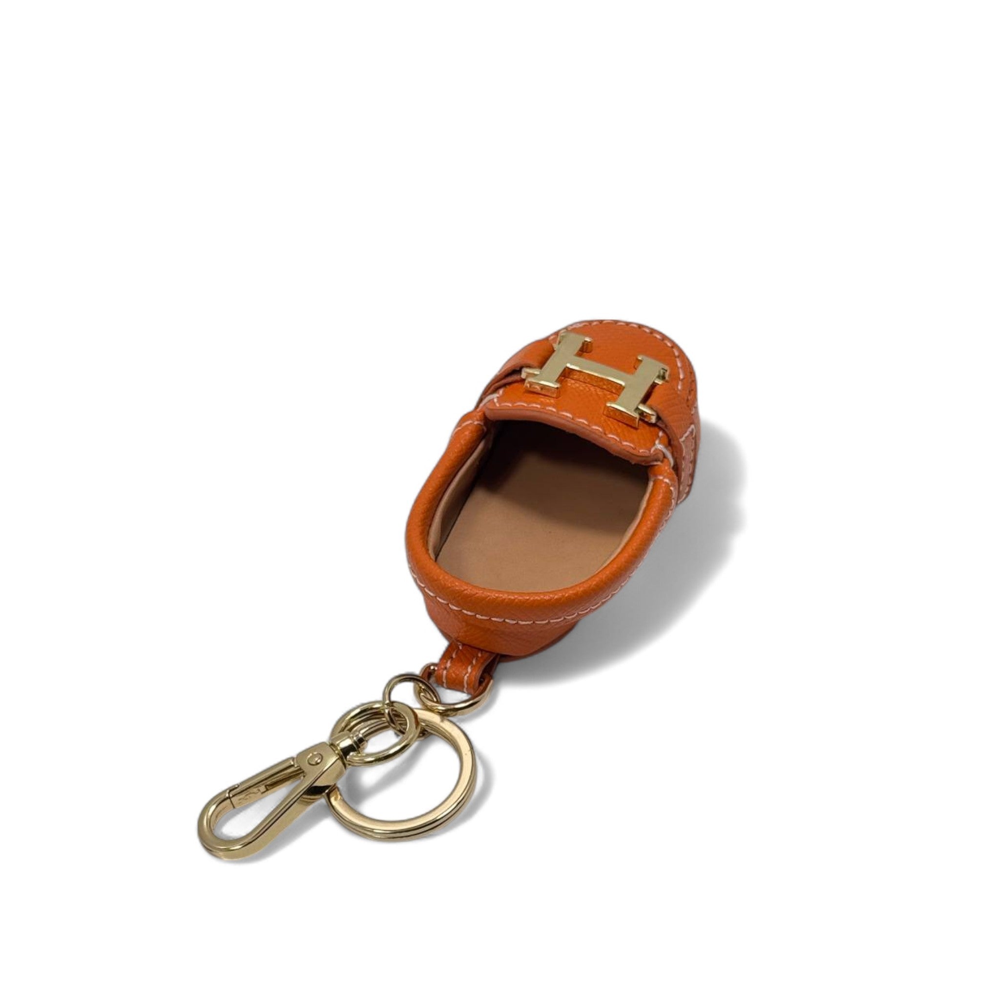 Hermès H Mini Shoe Keychain – Orange Leather Edition with Box 🍊👞