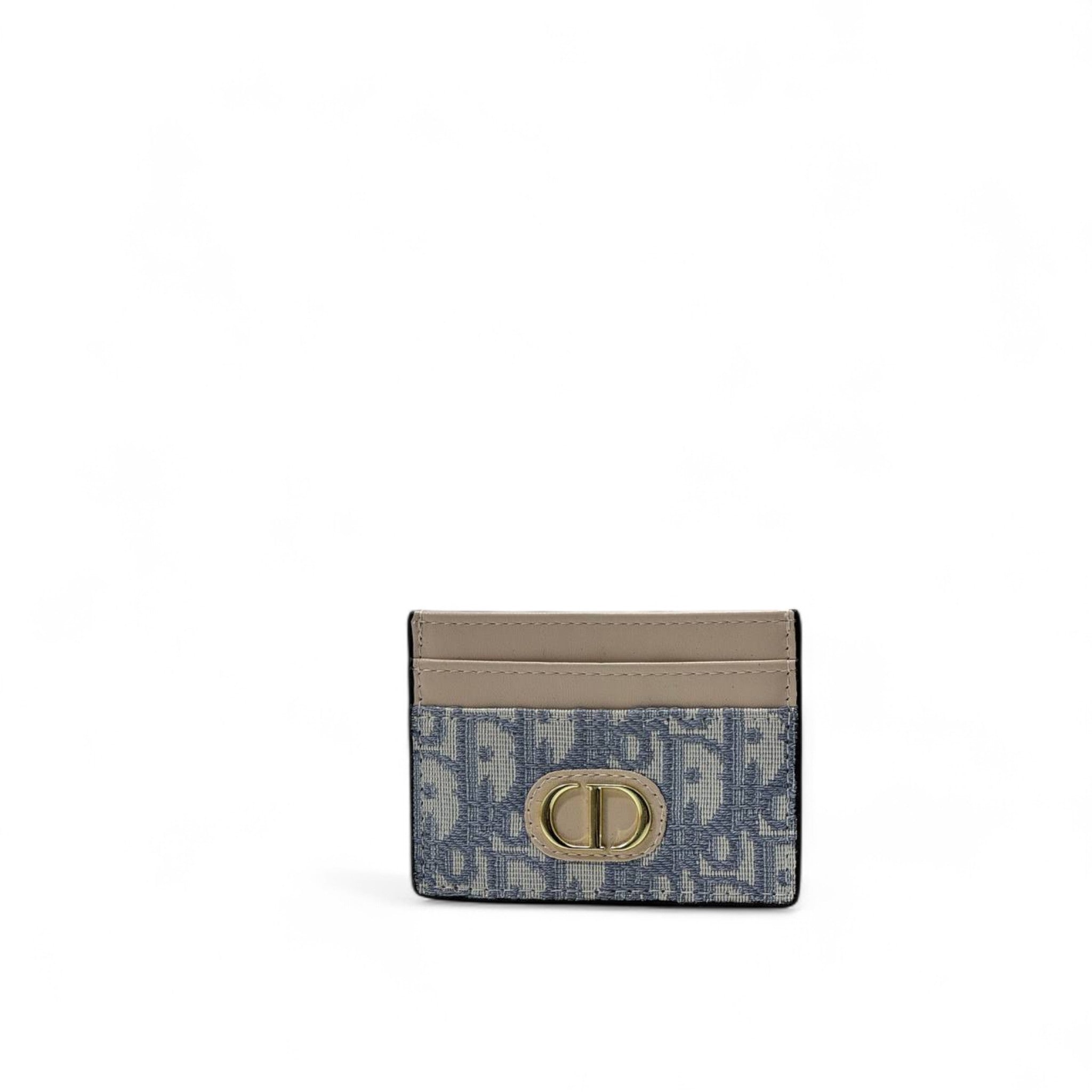 Dior-Inspired CD Monogram Cardholder – Beige & Denim Blue 💼✨