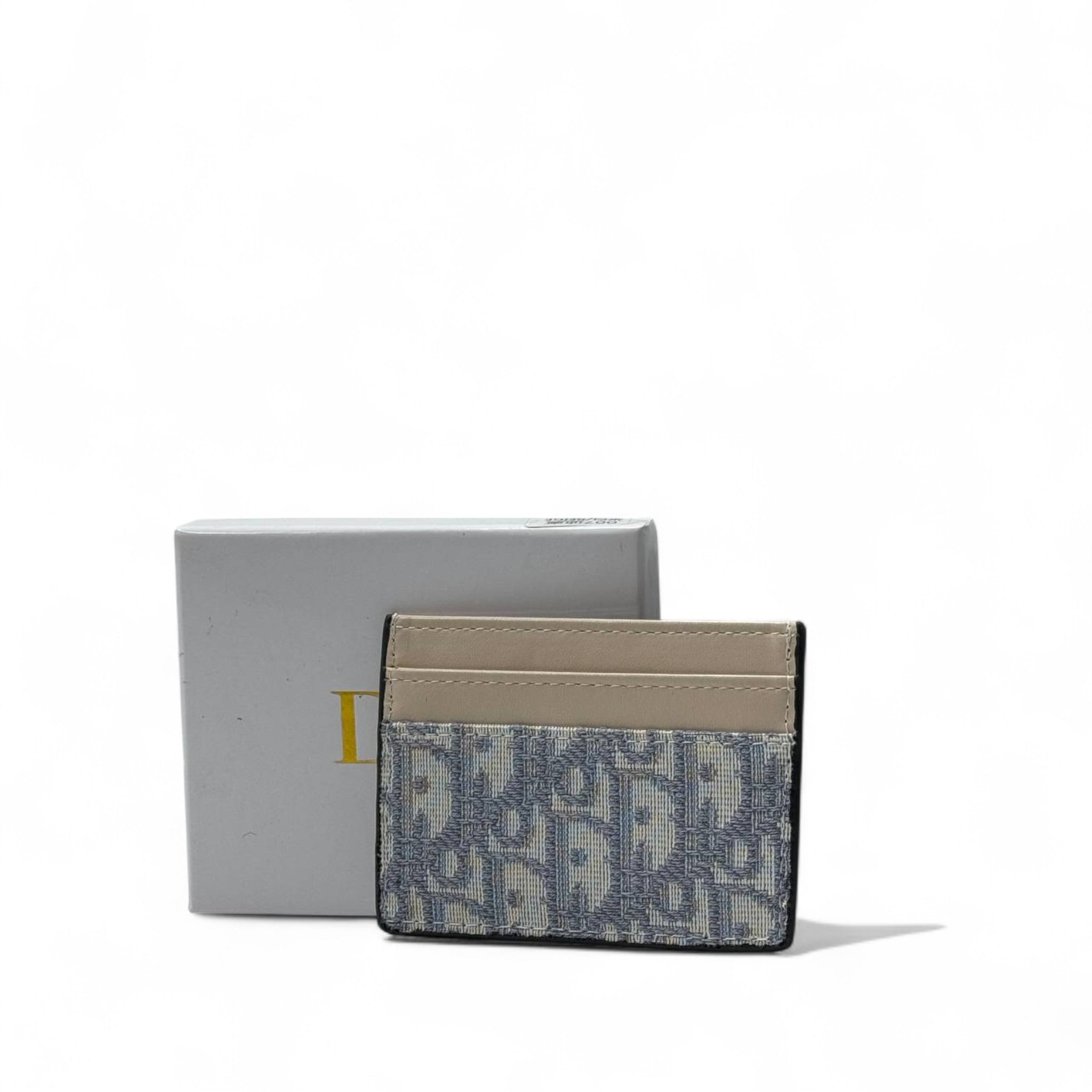 Dior-Inspired CD Monogram Cardholder – Beige & Denim Blue 💼✨