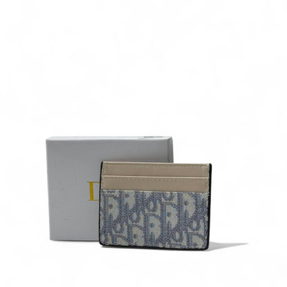 Dior-Inspired CD Monogram Cardholder – Beige & Denim Blue 💼✨