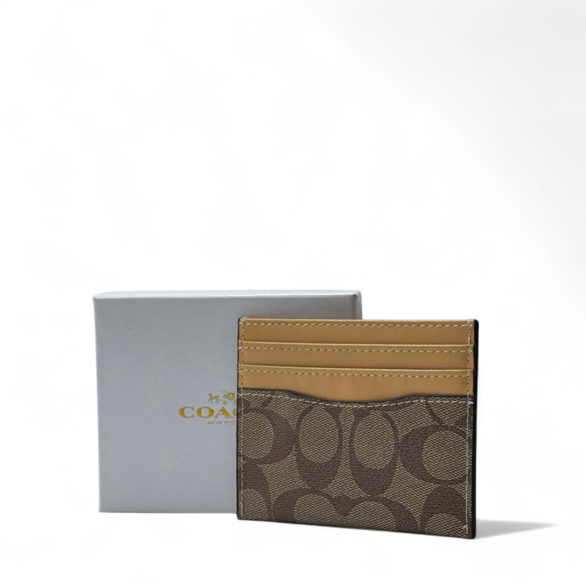 Coach Signature Canvas Cardholder with Box – Brown & Tan Edition 💼✨