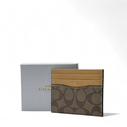 Coach Signature Canvas Cardholder with Box – Brown & Tan Edition 💼✨